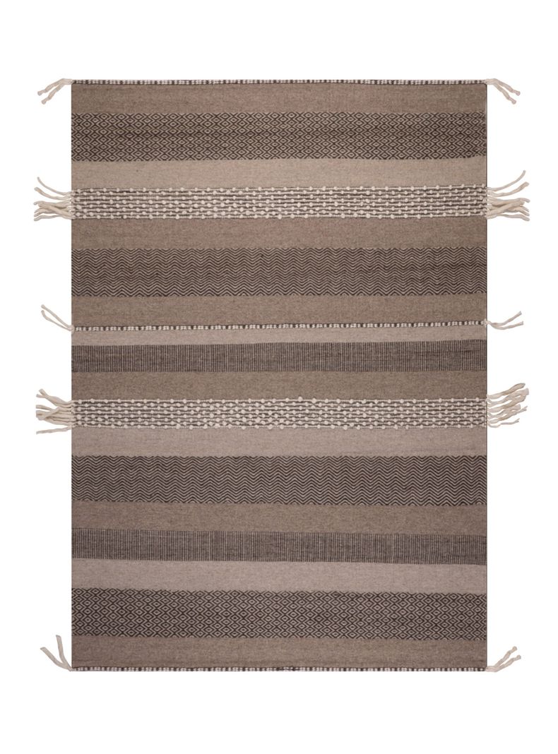 Alfombra 190 x 290 cm Wool Tribal Rayas Café-0