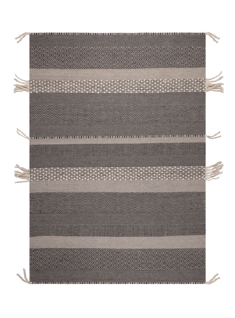 Alfombra 240 x 340 cm Wool Tribal Rayas Gris-0