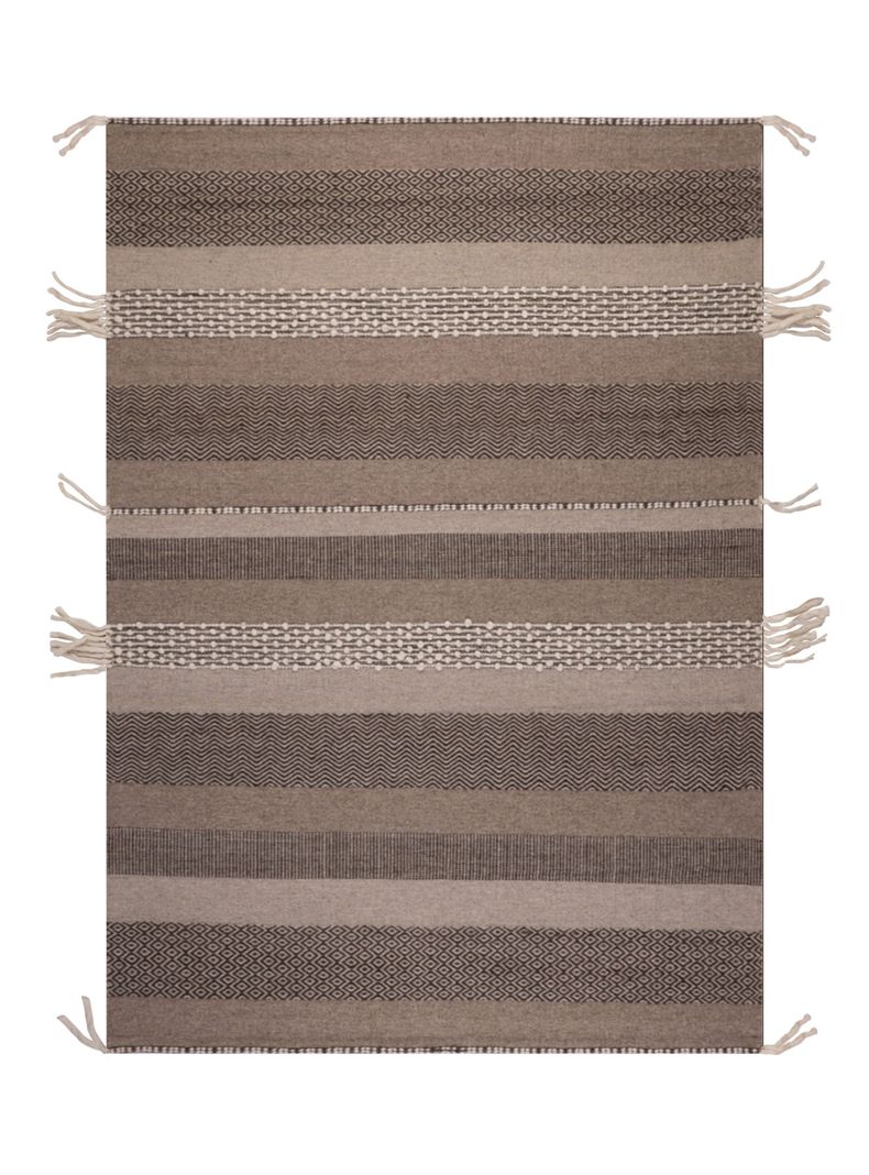 Alfombra 240 x 340 cm Wool Tribal Rayas Café-0