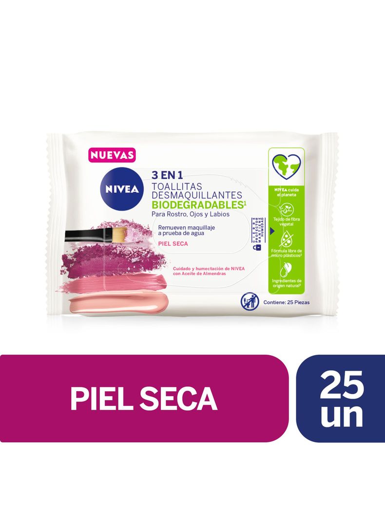 Toallitas Nivea Desmaquillantes Suaves Piel Seca 25 Unidades-0