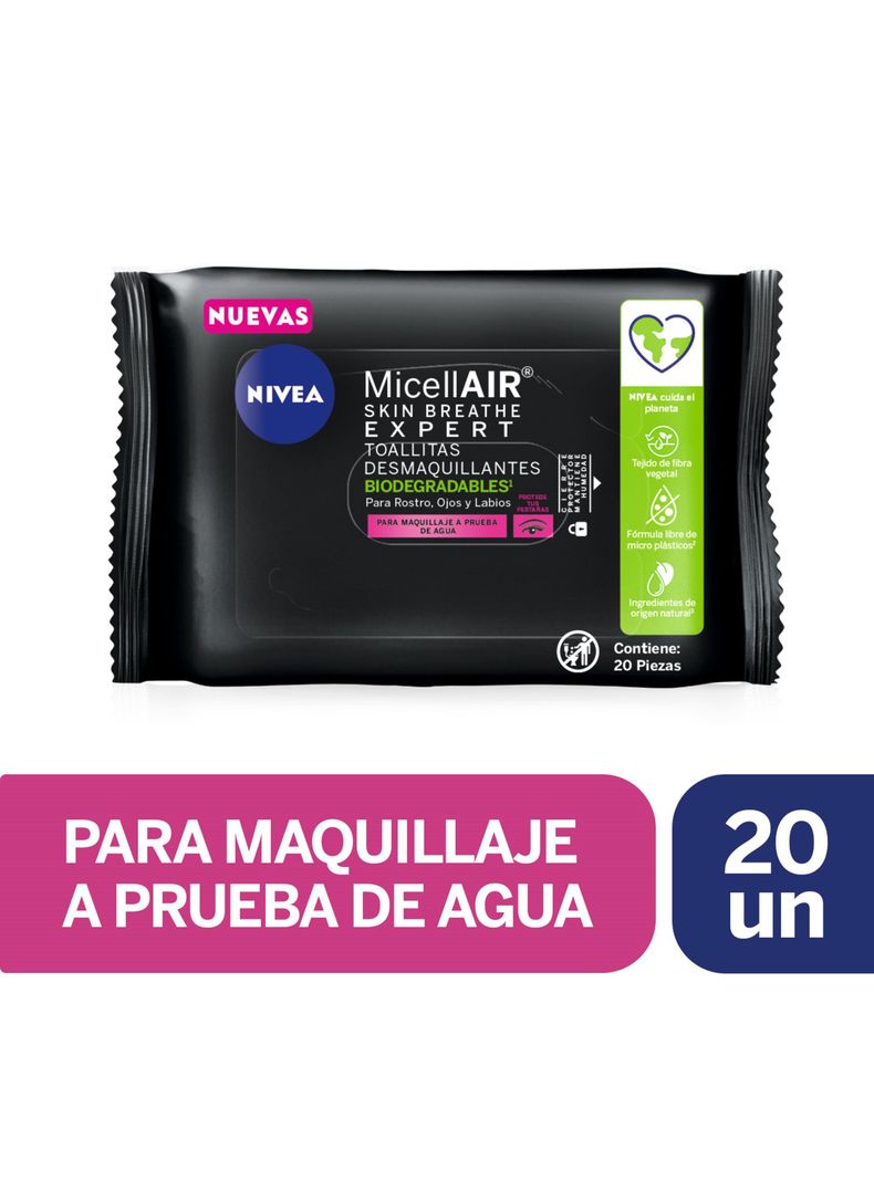 Toallitas Nivea Micelares Expert Waterproof Make Up Remover 20 Unidades-0