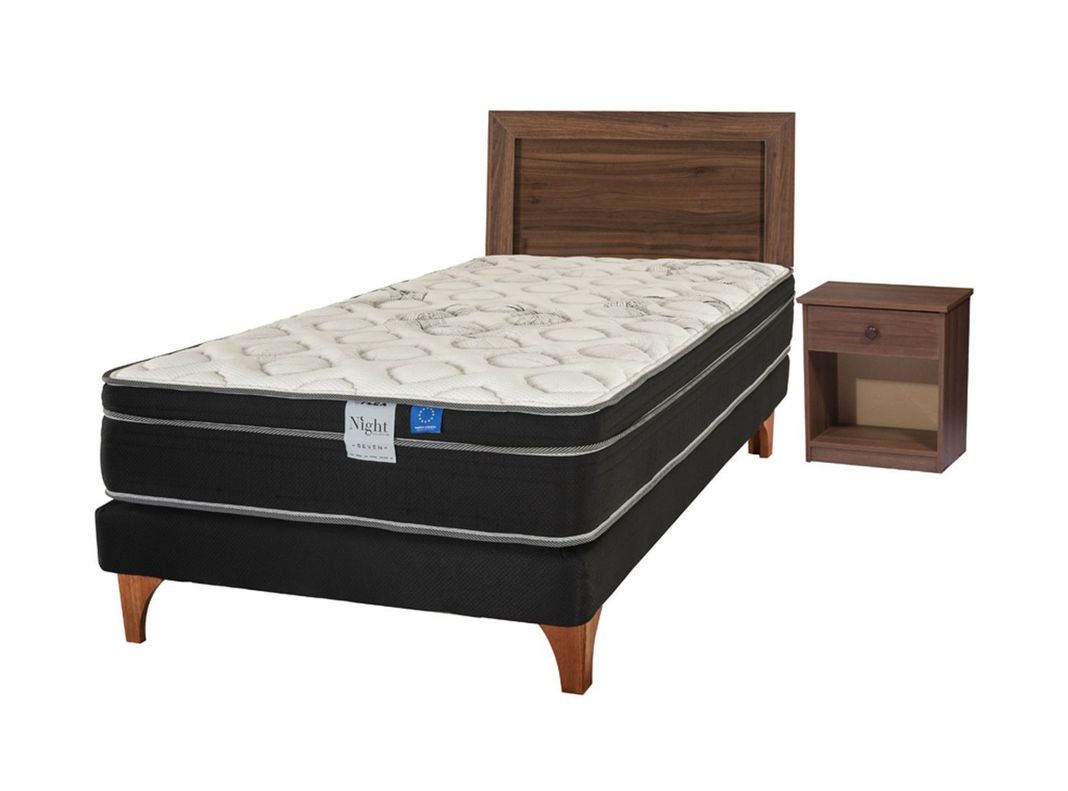 Cama Europea Night Seven 1.5 Plazas + Set Muebles Asturias-0