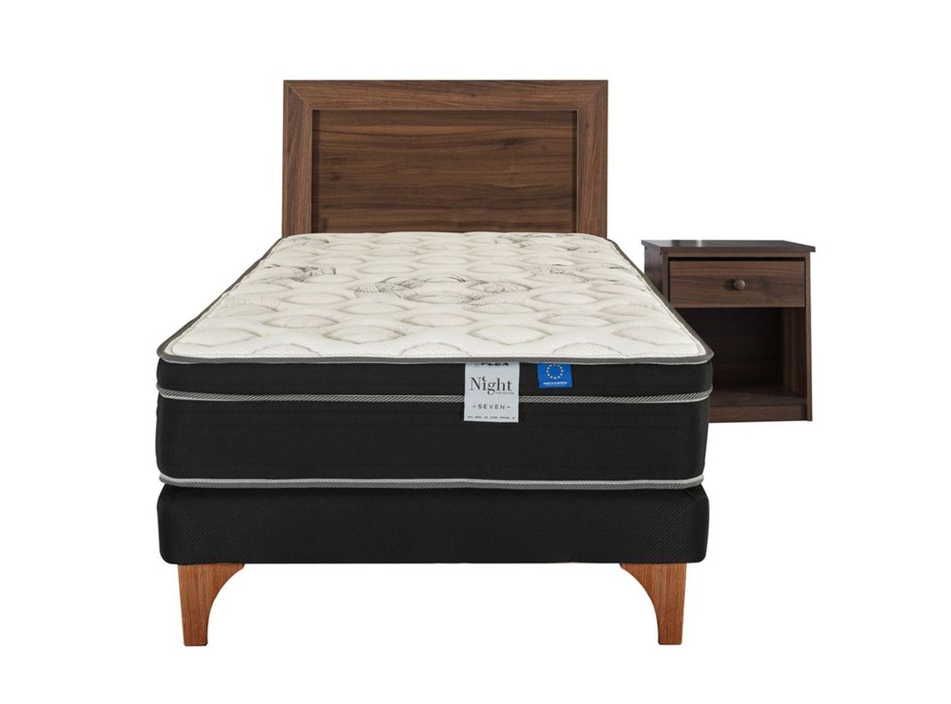 Cama Europea Night Seven 1.5 Plazas + Set Muebles Asturias-1