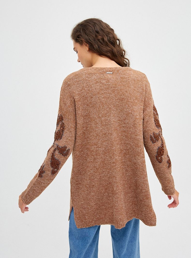 Chaleco largo con  Grecas y Lurex-1