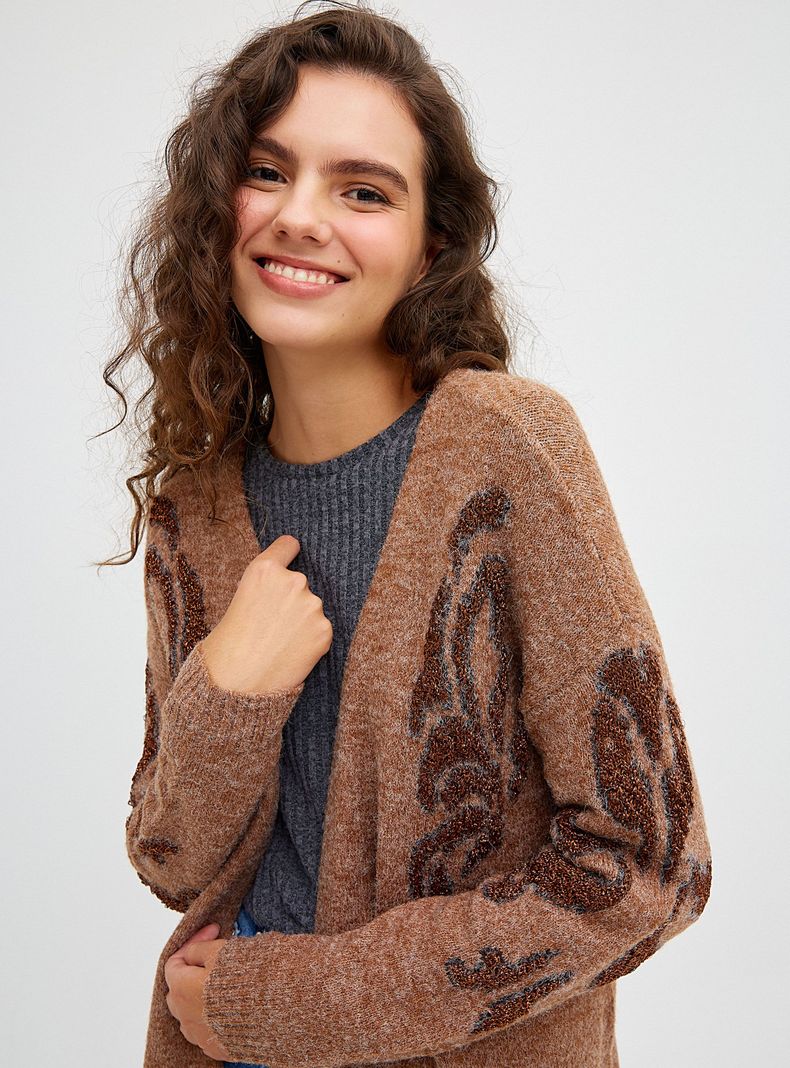 Chaleco largo con  Grecas y Lurex-2