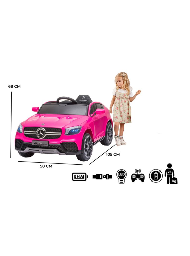Auto Glc Batería 12V Licencia Mercedes Benz Rosado-4