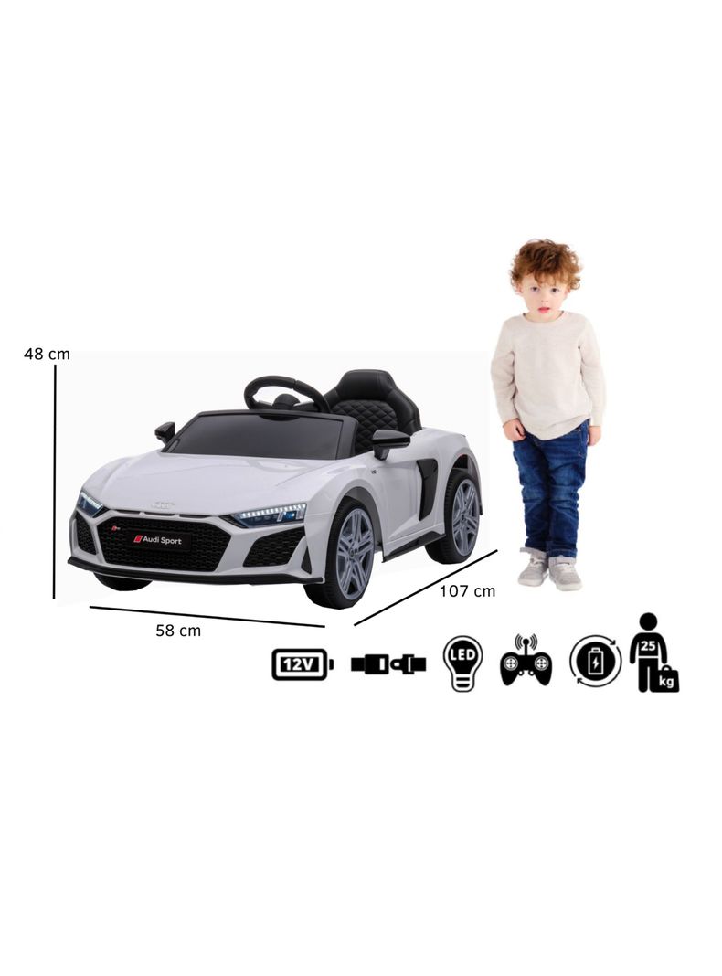 Auto Blanco R8 Spyder Batería 12V Licencia Audi-4
