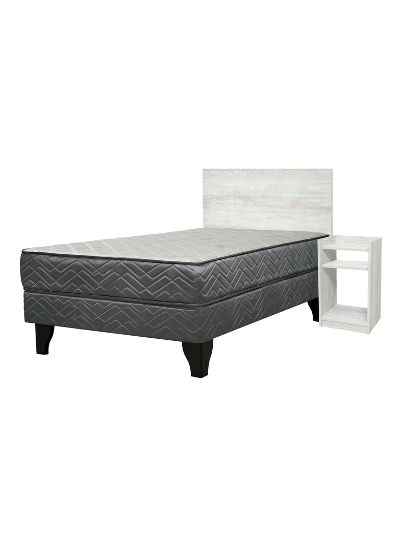 Cama Europea Apolo Black 1.5 Plazas + Set Alba White-0