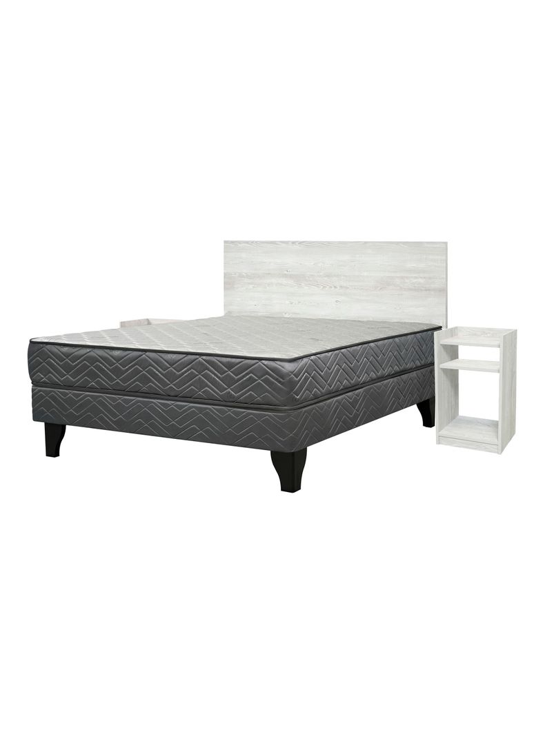 Cama Europea Apolo Black 2 Plazas + Set Alba White-0