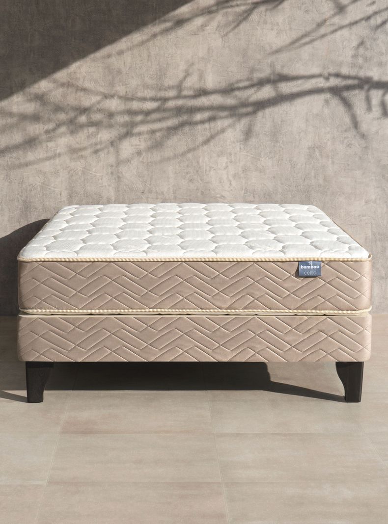 Cama Europea Bamboo 2 Plazas + Set Alba White-5
