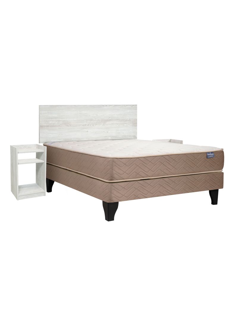 Cama Europea Bamboo 2 Plazas + Set Alba White-0