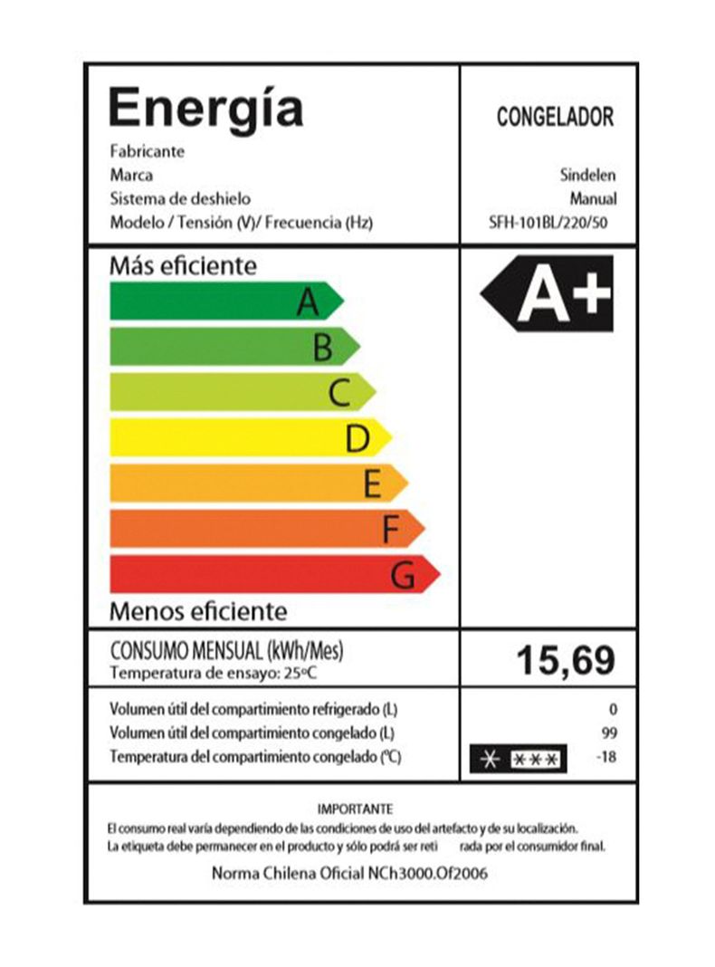 Freezer Sindelen Frío Directo 99 Litros SFH-101BL-4