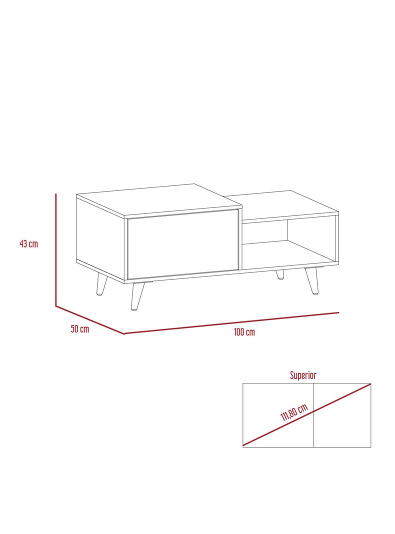Mesa de Centro Bora (1C) Rovere + Blanco M-1