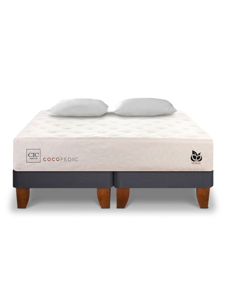 Cama Europea Cocopedic 2 Plazas Base Dividida + Almohadas Fibra-0