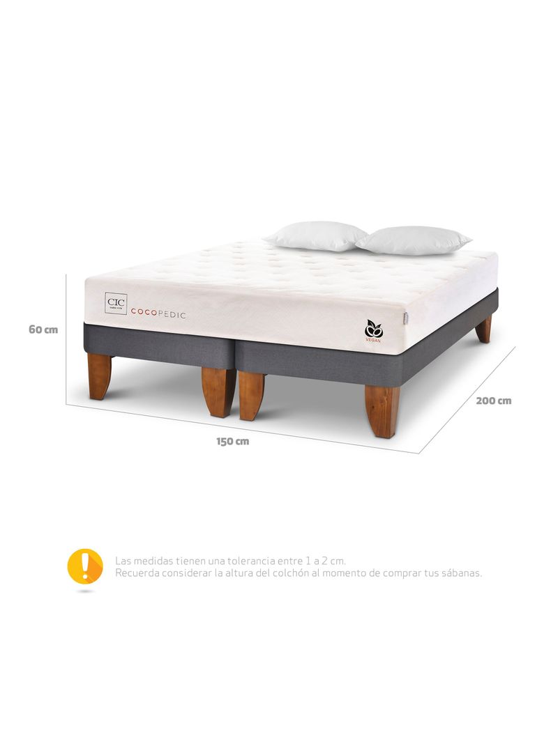 Cama Europea Cocopedic 2 Plazas Base Dividida + Almohadas Fibra-1
