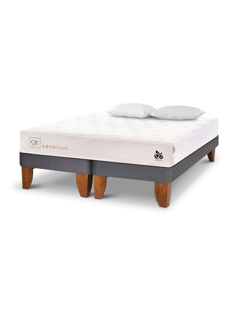 Cama Europea Cocopedic 2 Plazas Base Dividida + Almohadas Fibra-2