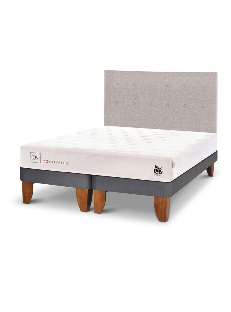 Cama Europea Cocopedic 2 Plazas Base Dividida + Respaldo Tigris-0