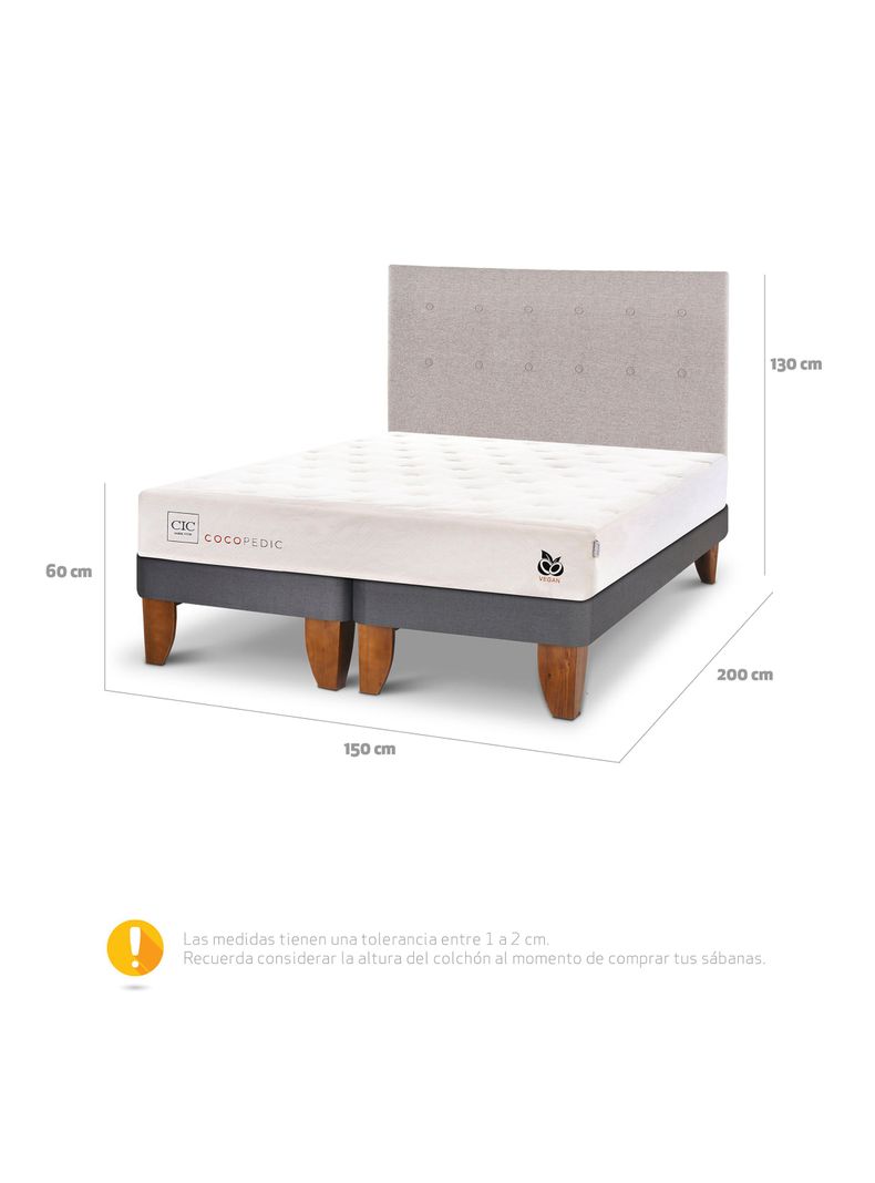 Cama Europea Cocopedic 2 Plazas Base Dividida + Respaldo Tigris-1