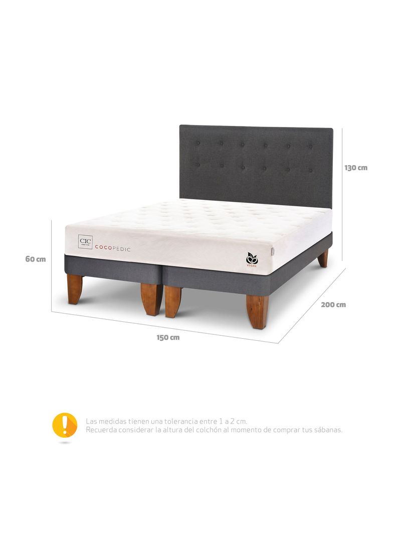 Cama Europea Cocopedic 2 Plazas Base Dividida + Respaldo Eufrates-1