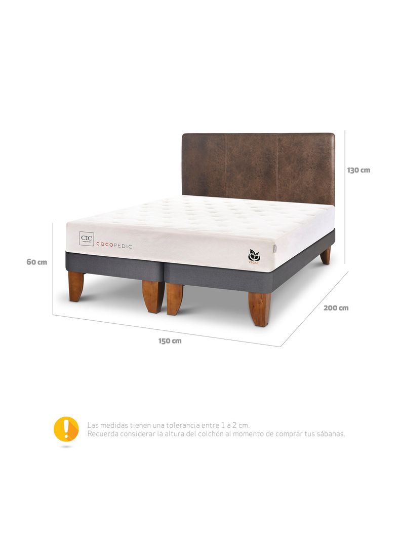 Cama Europea Cocopedic 2 Plazas Base Dividida + Respaldo Baker-1
