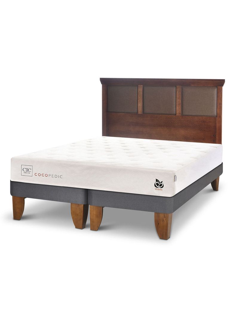 Cama Europea Cocopedic 2 Plazas Base Dividida + Respaldo New Torino Caramel-0