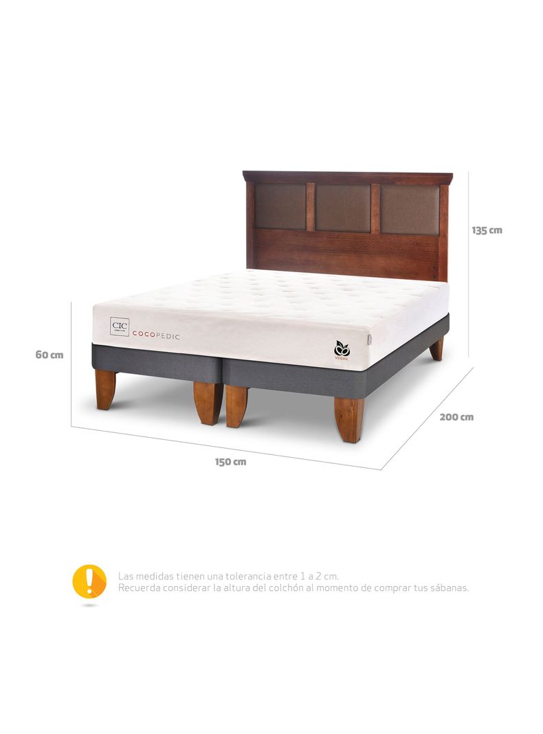Cama Europea Cocopedic 2 Plazas Base Dividida + Respaldo New Torino Caramel-1