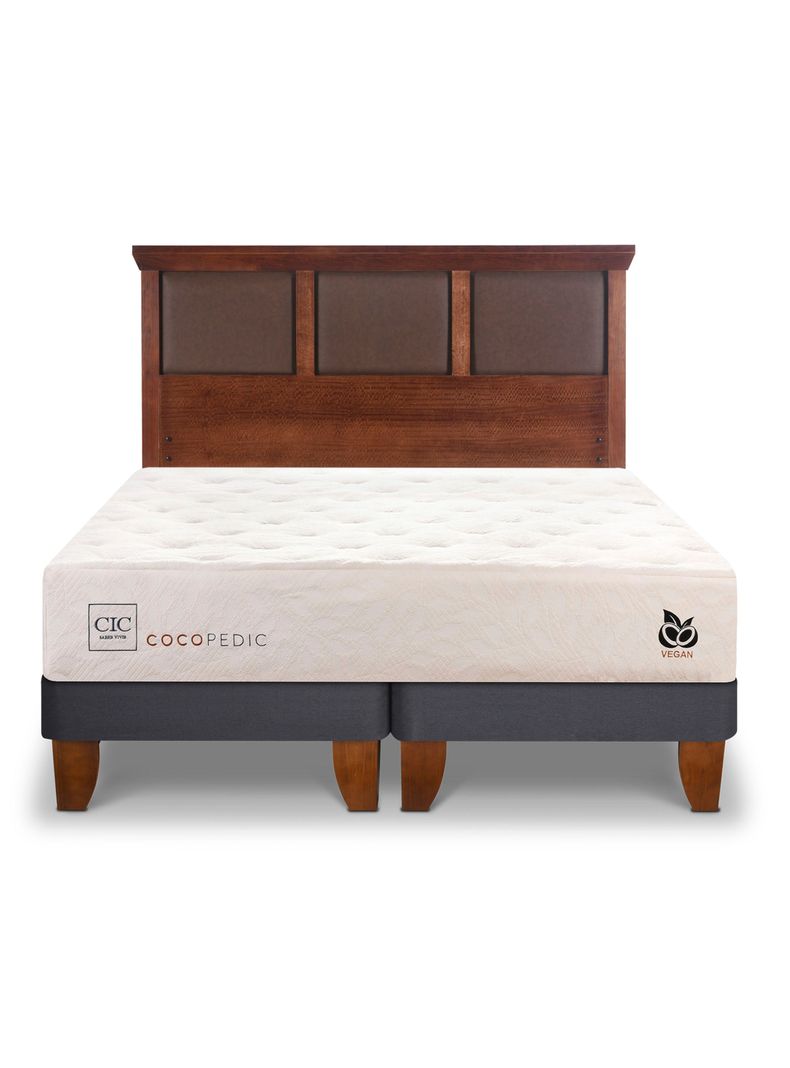 Cama Europea Cocopedic 2 Plazas Base Dividida + Respaldo New Torino Caramel-2