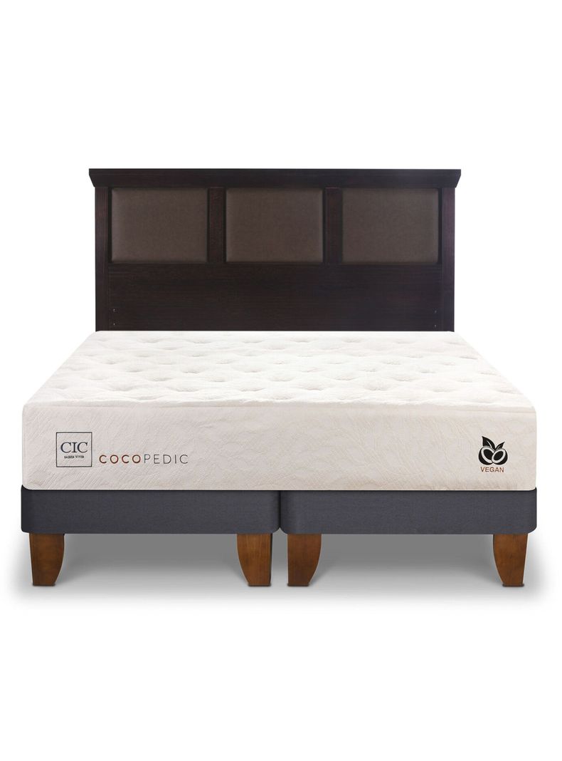 Cama Europea Cocopedic 2 Plazas Base Dividida + Respaldo New Torino Chocolate-2