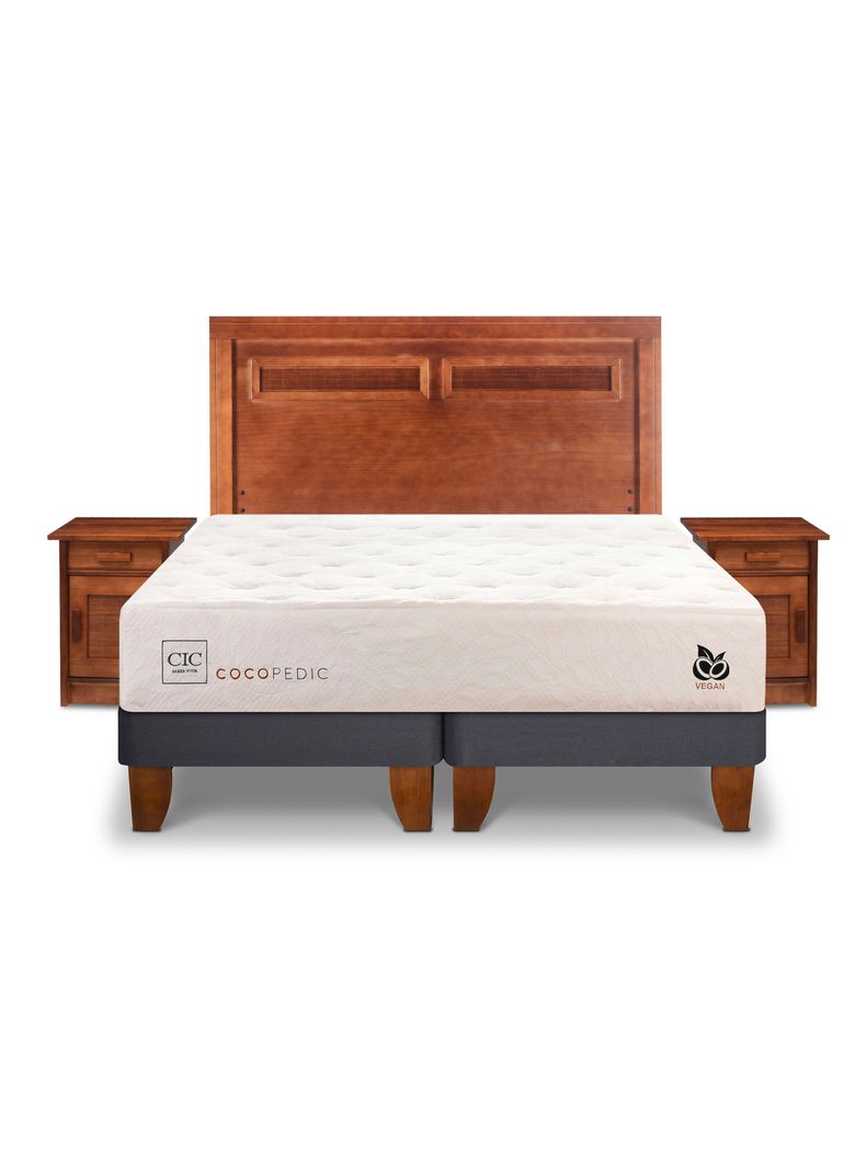 Cama Europea Cocopedic 2 Plazas Base Dividida + Set Muebles Milan-2