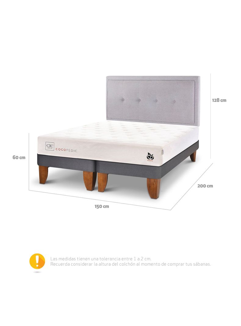 Cama Europea Cocopedic 2 Plazas Base Dividida + Respaldo Ganges-1