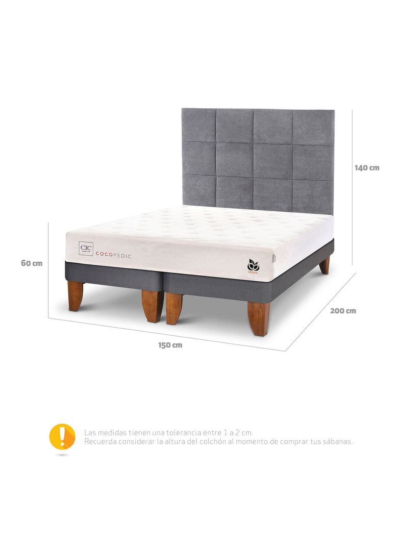 Cama Europea Cocopedic 2 Plazas Base Dividida + Respaldo Tamesis-1