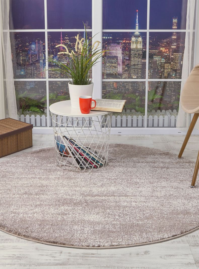 Alfombra Redonda Florida Beige 160 x 160 cm Contrastes-2