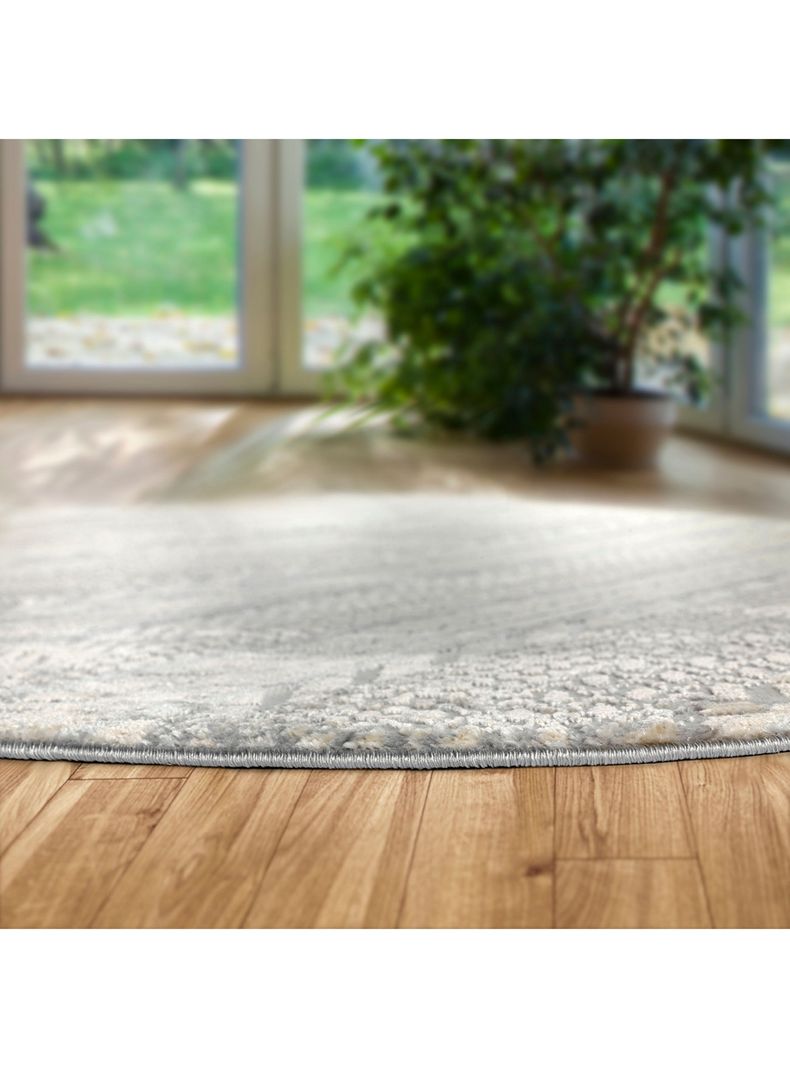 Alfombra Redonda Florida Gris 160 x 160 cm-5