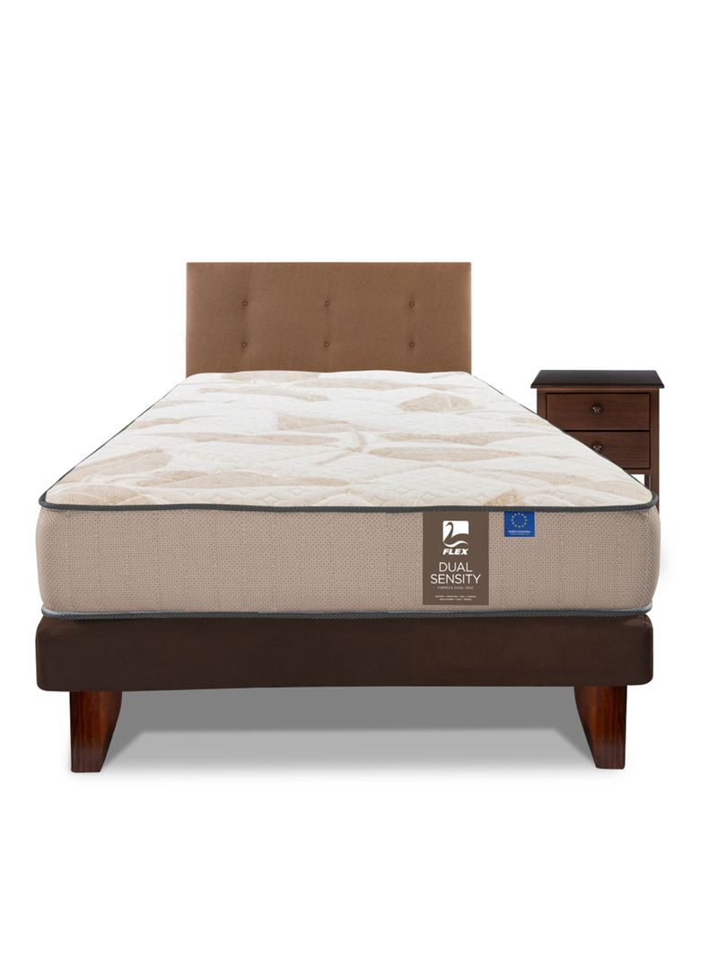 Cama Europea Dual Sensity 1.5 Plazas + Respaldo Royal + Velador Rover-1