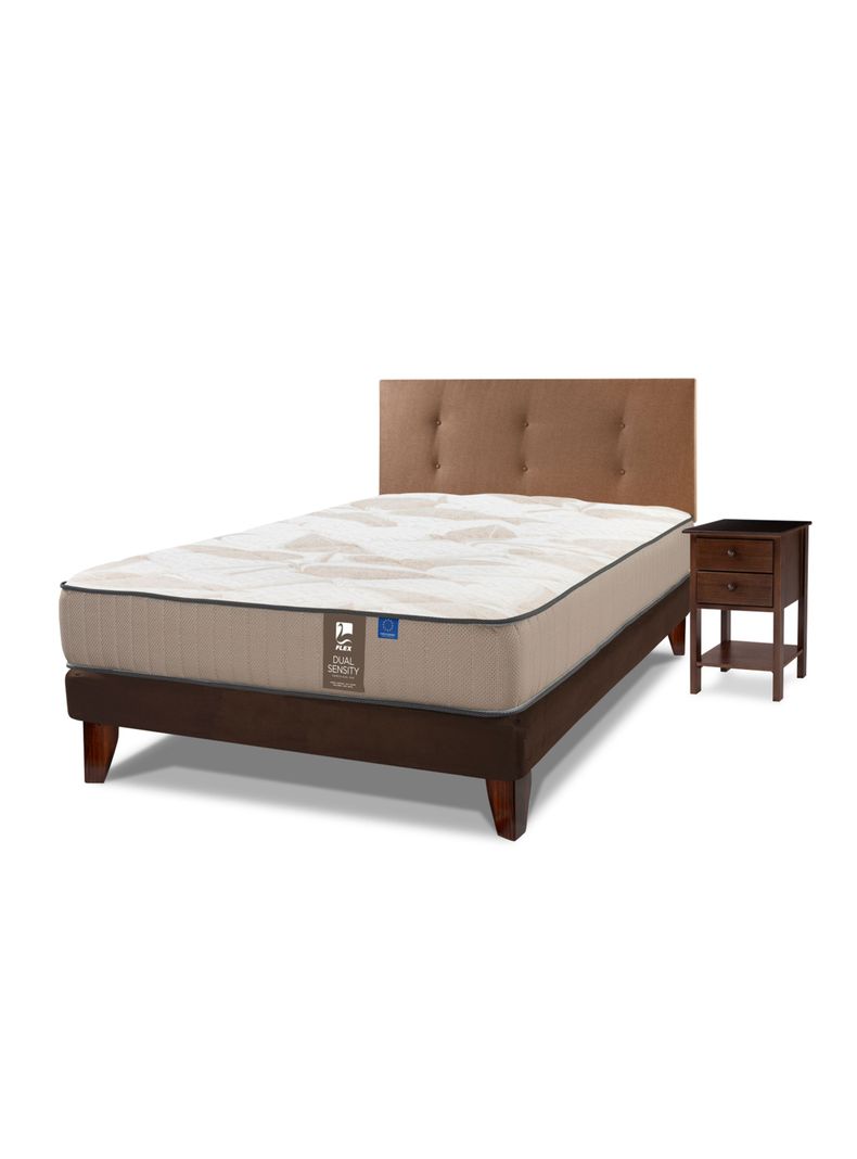 Cama Europea Dual Sensity 1.5 Plazas + Respaldo Royal + Velador Rover-0