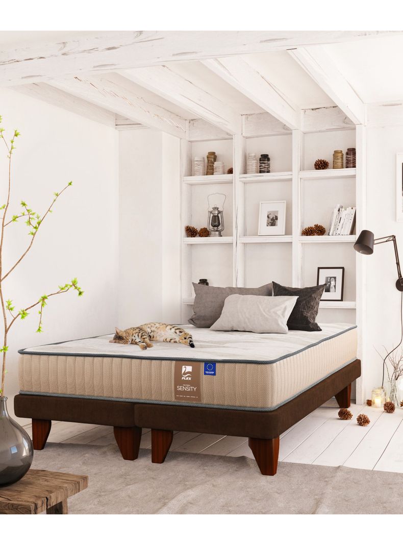 Cama Europea Dual Sensity 2 Plazas + Respaldo Royal + Velador Rover-4