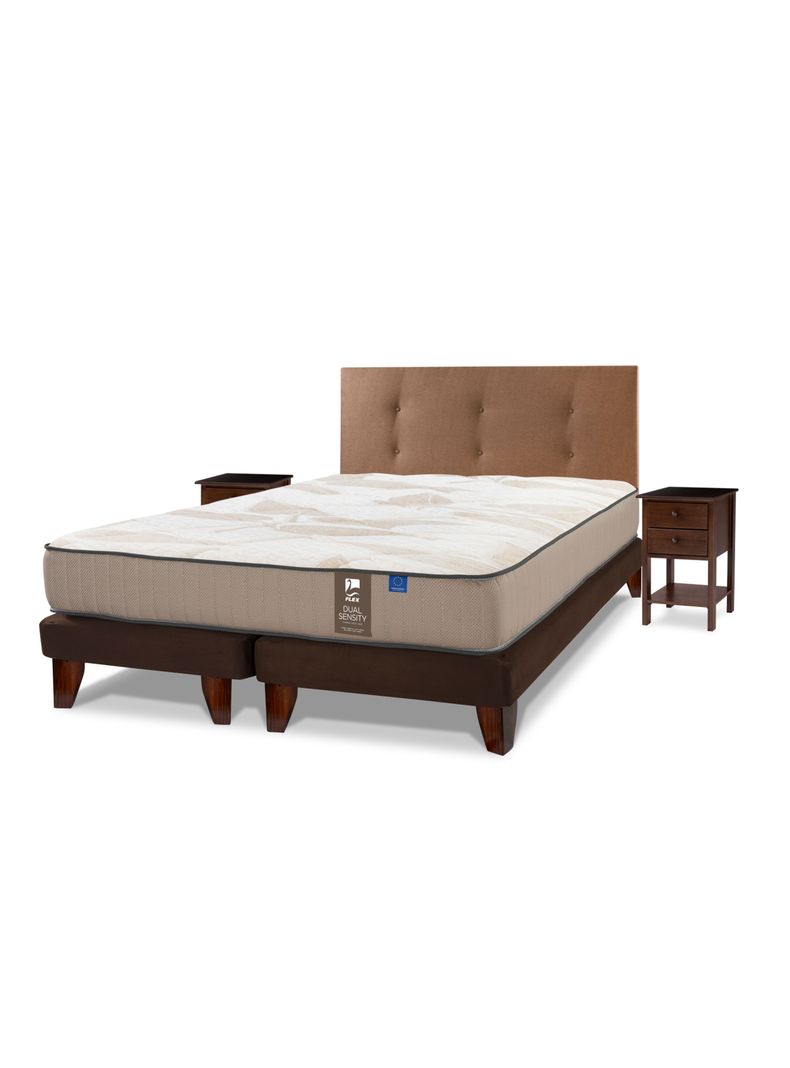 Cama Europea Dual Sensity 2 Plazas + Respaldo Royal + Velador Rover-0
