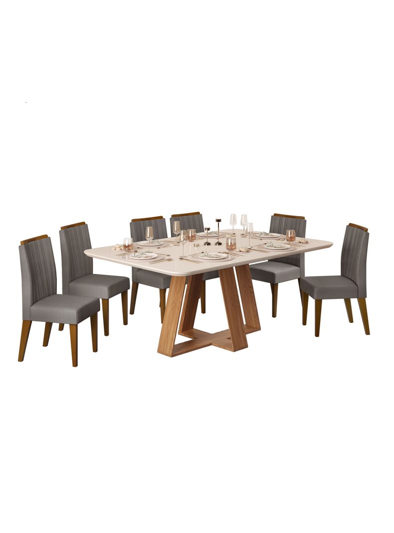 Juego de Comedor Celeste + 6 Sillas-0