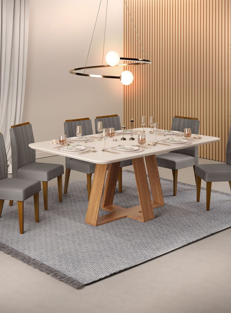 Juego de Comedor Celeste + 6 Sillas-5