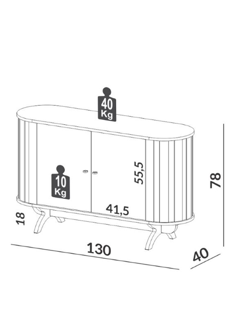 Buffet 2 Puertas Tb289 130 cm Curvo-1