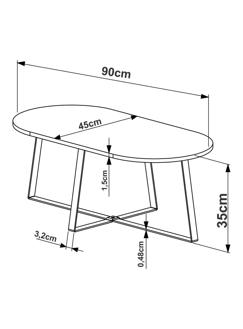 Mesa de Centro 90 cm Metal-1