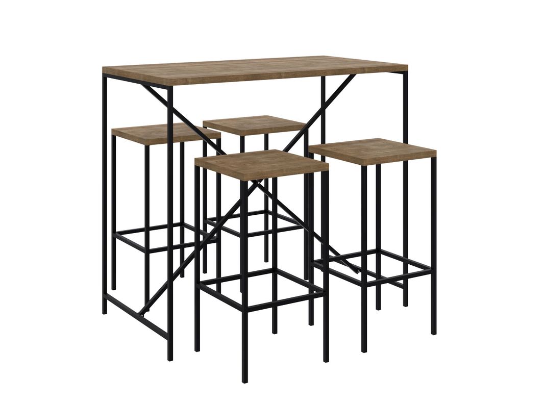 Juego de Comedor Steel Alto + 4 Banquetas-0