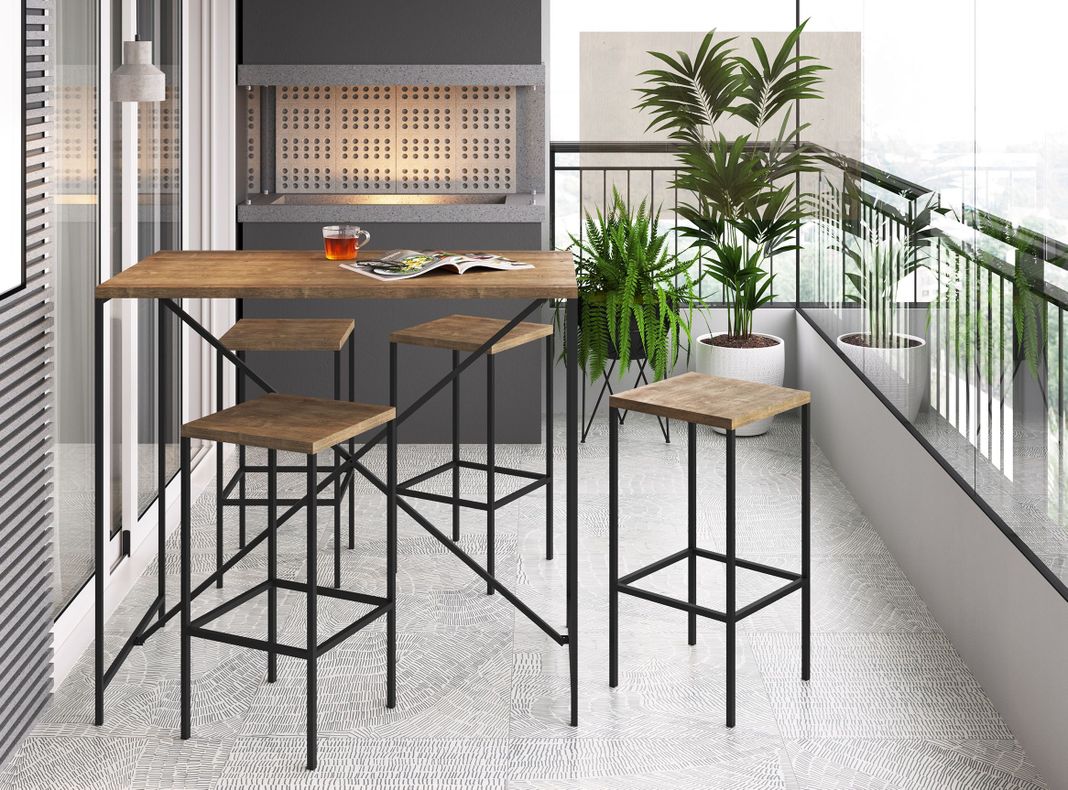Juego de Comedor Steel Alto + 4 Banquetas-3
