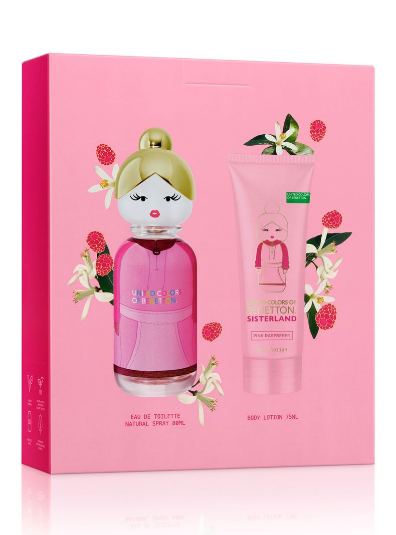Set Perfume Benetton Sisterland Pink Raspberry EDT Mujer 80 ml + Body Lotion 75 ml-0