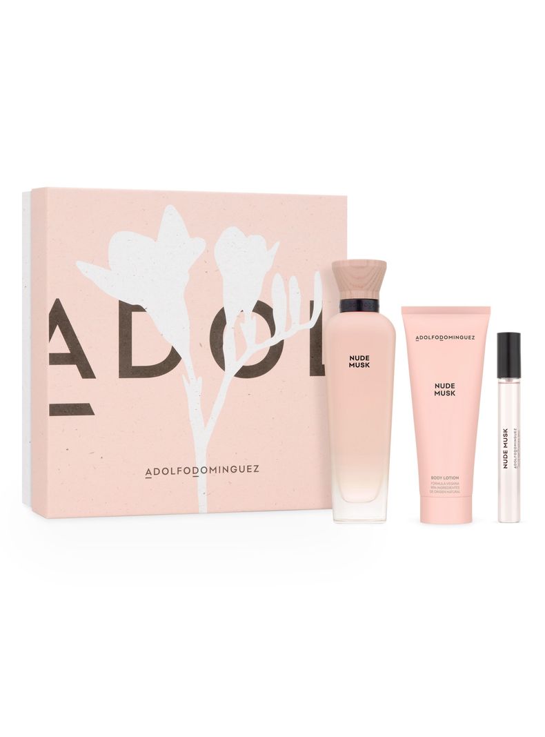 Set Perfume Adolfo Domínguez Nude Musk EDP 120 ml + Megaspritzer 10 ml + Body Lotion 75 ml-1