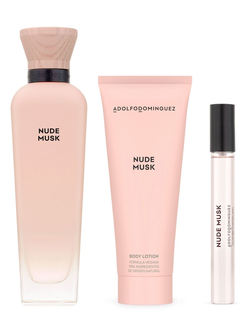 Set Perfume Adolfo Domínguez Nude Musk EDP 120 ml + Megaspritzer 10 ml + Body Lotion 75 ml-0