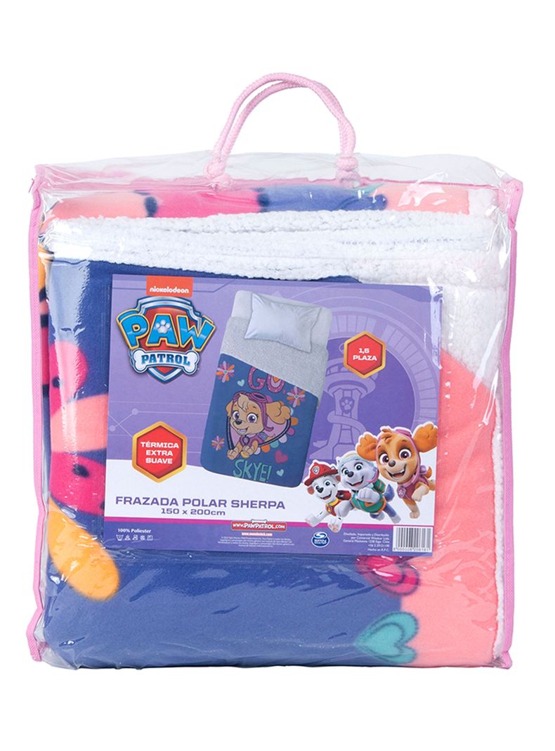 Frazada Polar Sherpa Paw Patrol Skye 1.5 Plazas-2