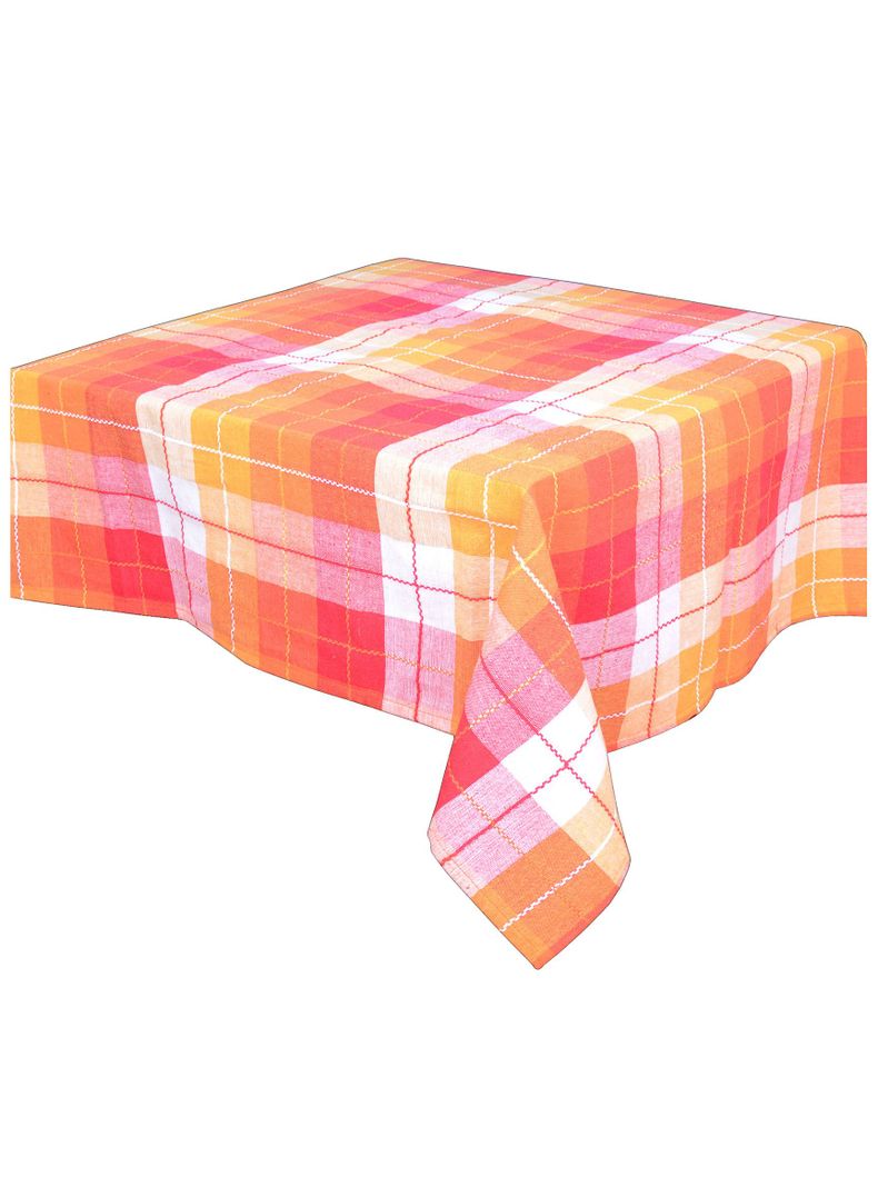 Mantel Kadar Cuadros Naranja 180 x 180 cm-0