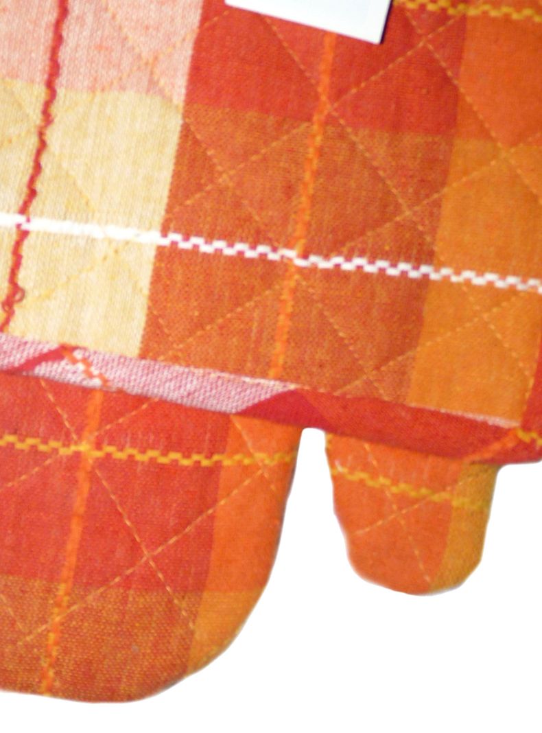 Set 2 Guantes Cocina + 2 Toma Ollas Cuadros Naranja Kadar-1