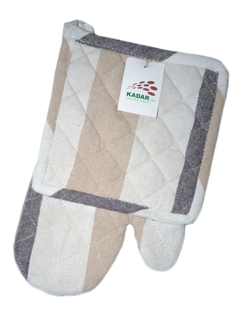 Set 2 Guantes Cocina + 2 Toma Ollas Líneas Grises Kadar-1